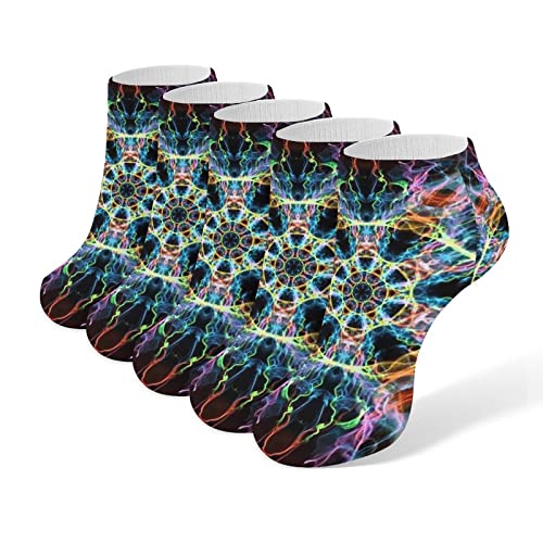Sacred Geometry 5 Pairs Ankle Socks Low-Cut Athletic Running Socks for Men and Women