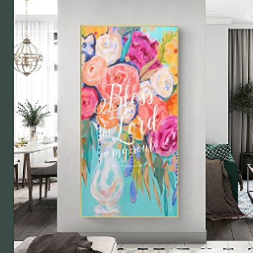 Lettre abstraite fleurs mur art photos toile pivoine 50x100cm
