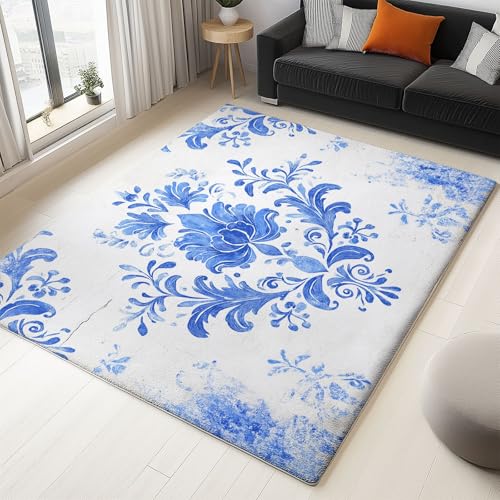 Alfombra Grande de área antideslizante de TPR lavables a máquina, pelo corto Alfombras suave seguro Retro Estampado Clásico Decoración Pared Mural, para familias con niños y mascotas 120 x 180 cm