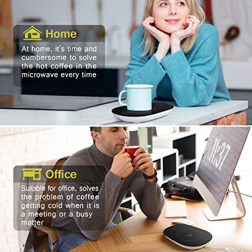 Coffee Mug Warmer ,Coffee Warmer with Automatic Shut Off Beverage Warmers Cup Heater for Desk Coffee Warmer Keep，Office/Home Use Electric Cup Beverage Plate(Up To 131F/55C)，Candle Wax Cup Warmer Heating Plate - Thumbnail 3