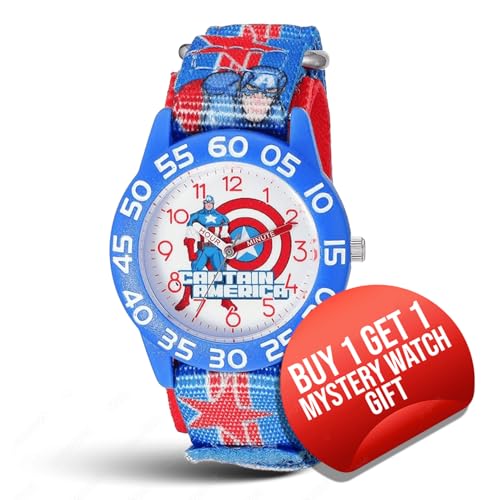Montre Captain America avec bracelet nylon bleu résistant