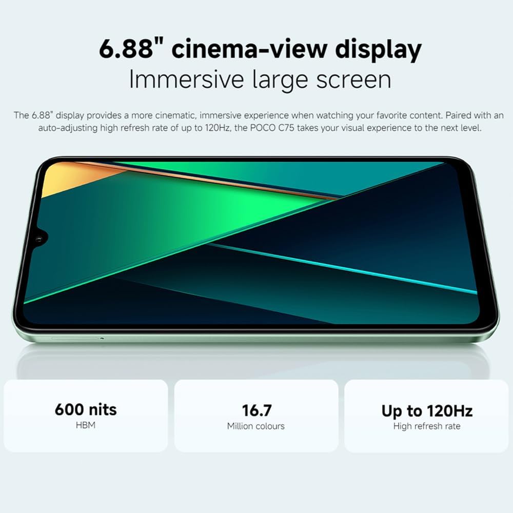 XIAOMI Poco C75 - Smartphone da 8+256GB, Schermo HD+ da 6,88" a 120 Hz, Medialek Helio G81, tripla fotocamera da 50 MP+2 MP, 5000 mAh (Glod, 8+256G)