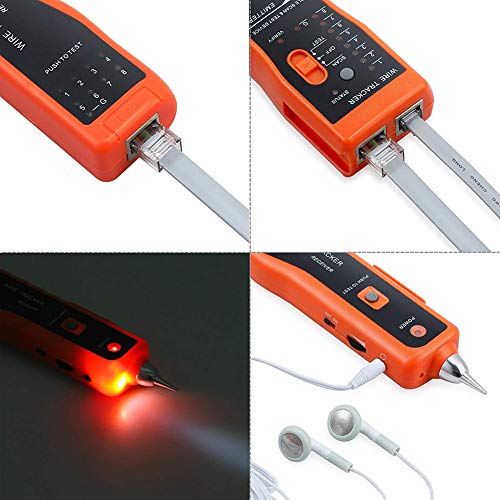 wire tester rj45 rj11 cable tracker line finder multifunction wire tracker ethernet lan network cat5 cat6 with earphone for cable collation network maintenance collation telephone line test