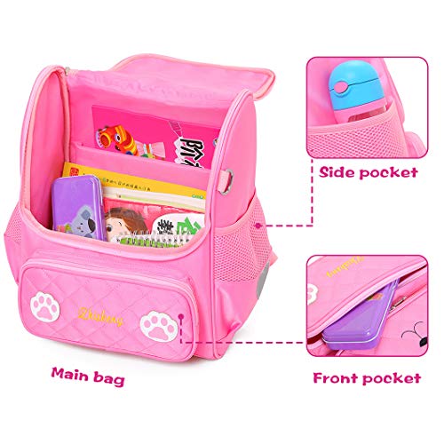 Proboths Cute Cat Face Girl's Bowknot School Backpack Kid's Bookbag Gift for Elementary Primary Student Pink4