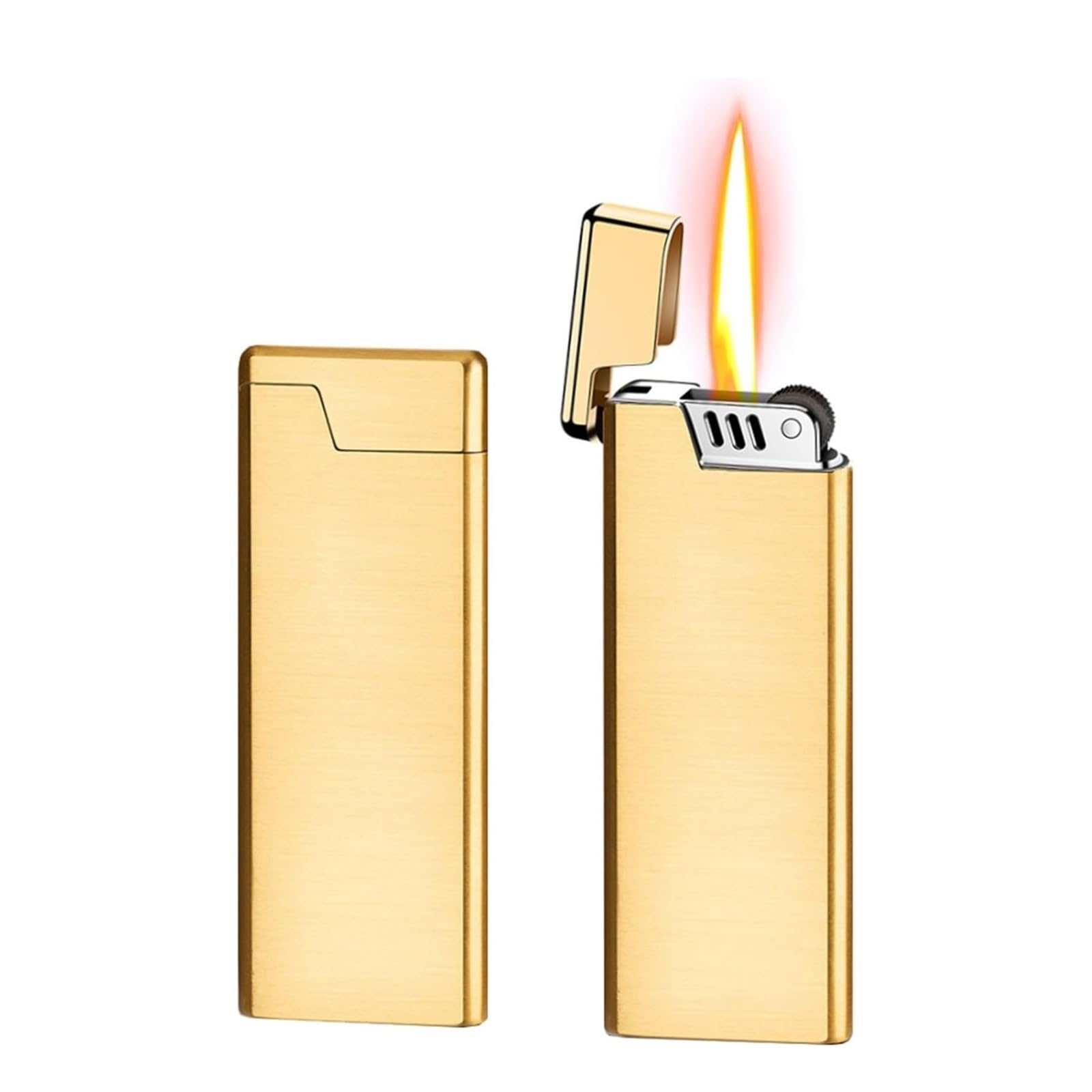 Encendedor de llama suave de metal recargable con rueda de molienda