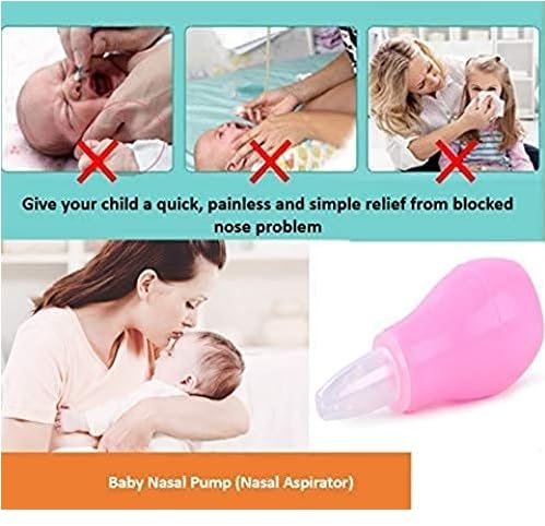 XIIAA Baby Combo Set of-9 Items [Steel Bottle,Bottle Cover,Silicone Spoon,Silicone Food Feeder,Fruit Feeder,Finger Toothbrush,TEETHER,NOSAL and BIB] (Pink) - Image 7 thumbnail