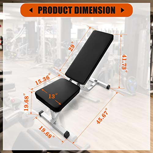 Weight Bench Adjustable, UMIKOOL Workout Bench for Multi-Purpose Weight Training and Ab Exercises Full Body Workout Home Gym(450Lbs Capacity)