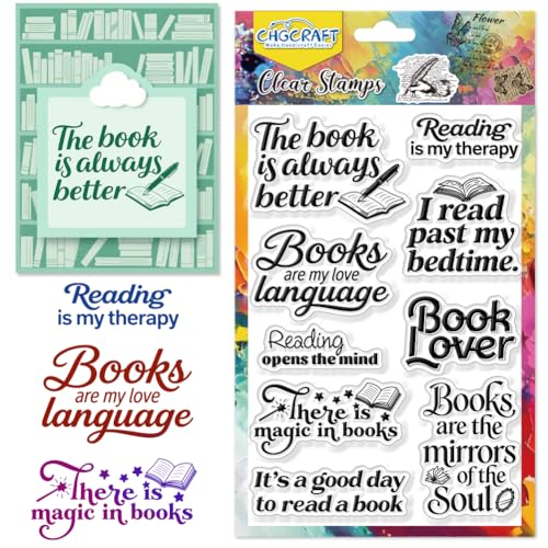 CHGCRAFT Leer texto sello claro citas inspiradoras sellos transparentes libros sellos de silicona para hacer tarjetas DIY scrapbooking álbum de fotos decoración, 4.3x6.3 pulgadas