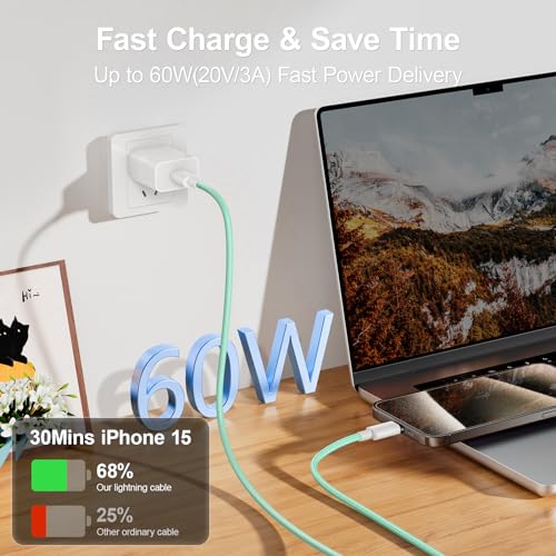 2Pack USB C to USB C Charger Cable 6FT for iPhone 15 Charger USB C Cable 60W USBC Type - image 2