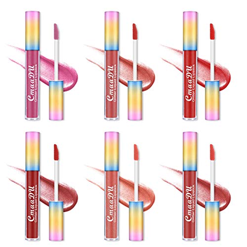 Ownest 6 Colors Lip Gloss Set,Shimmer Lip Gloss Moisturizing Liquid Lipstick Colorful Matte Lipstick Makeup Waterproof Long Lasting Lip Gloss Set-4ml