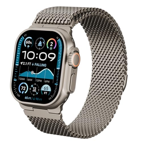 Drimobiuty Stainless Steel Magnetic Clasp Band Compatible for Apple Watch 49mm 46mm 45mm 44mm 42mm Men Women,Adjustable Metal Loop for iWatch Ultra2 Ultra Series10/9/8/7/6/5/4 SE3/2/1,Natural -  DR01202C