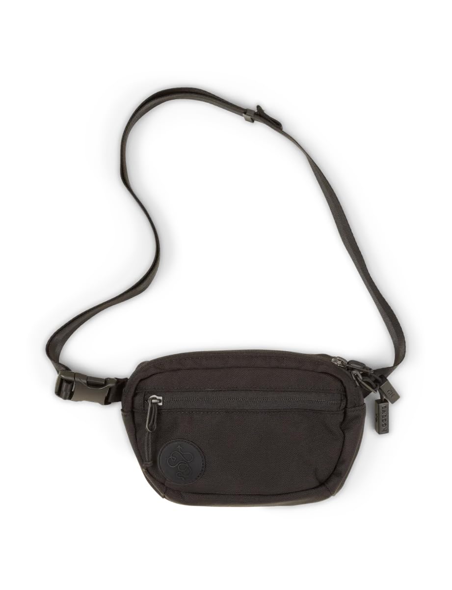 Baboon to the Moon Fanny Pack Mini 1.5L Compact Waist Bag Water Repellent Crossbody Belt Bag Lightweight Travel Everyday Bag for Men Women, Black