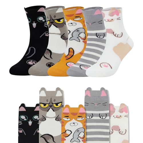 Funny Animal Socks for Women - Cute Dog and Cat Socks, Colorful Novelty Funny Socks for Animal Lover