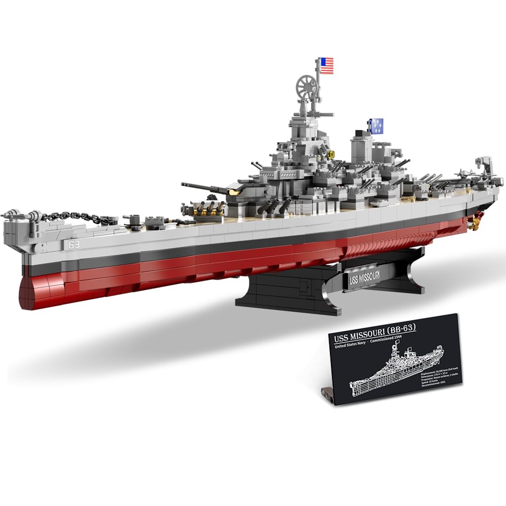 DUANT USS Missouri (BB-63) Battleship Naval Building Block Set, The Third Ship of The Iowa-Class Battleships, a Collectible Military Model Toy for Adults and Military Enthusiasts of WW2 Warships