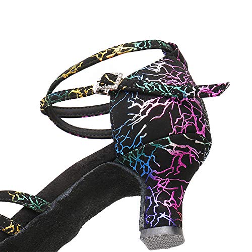 Ykxlm Colourful Latin Dance Shoes Women Open Toe Ballroom Professional Dance Shoes Heels,Model Wh-D045-6Cm, 8.5 Us #TOP3