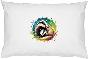 2 x 'Badger with Cub' Cotton Pillow Cases