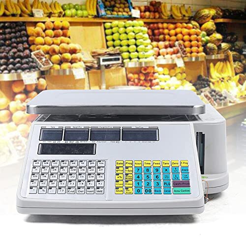 Báscula digital para supermercado, 30 KG, impresora miniatura 2