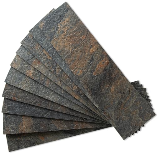 AULIGET 40-Piece Rust Slate Peel and Stick Backsplash Wall Tiles,