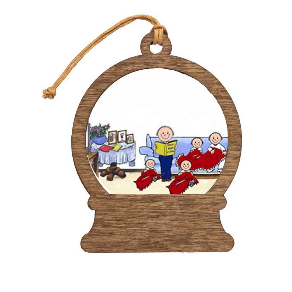 PrintedPerfection.com Personalized Little Angels - 4, with Male Wooden Snow Globe Shaped Christmas Ornament
