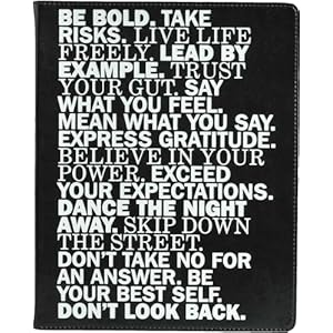 WORLD TRAVELER Eccolo Large Lined Journal Notebook, Flexible Cover, Writing Journal, 256 Ruled Ivory Pages, Ribbon Bookmark, Lay Flat, Desk Size for Work or School, Be Bold (Black, 8×10 inches)