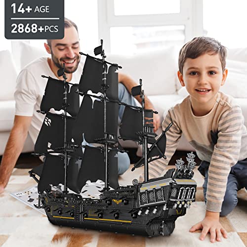Mould King 13111 Pirates Ship Model Building Blocks Kits, Moc Black Pearl Sailboat Model Construction Set To Build, Gift For Kids Age 8+/Adult Collections Enthusiasts(2868 Pieces) #TOP5