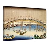 Image de toile - Vieux Maîtres - Katsushika Hokusai - Pont de Temma dans la province de Settsu - 40x30 cm - Images sur toile - toile déco imprimée - tableau toile - photo sur toile