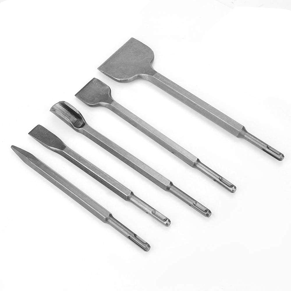Set di 5 punte di scalpello di tipo diverso per martello perforatore elettrico, come mostrato