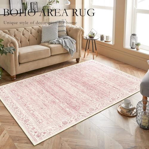 Tapete Rosa Brakki 3x5 Boho Lavable Ultrafino Suave miniatura 3