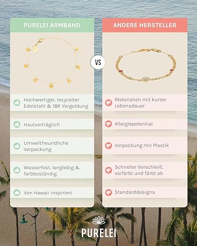 Purelei® Malihini Coin Bracelet (18K Gold plated) – Elegant, Playful Women's Bracelet with Discs – – Adjustable Length 6.3/6.89/7.48 inches – Hawaiian-Inspired & Waterproof4