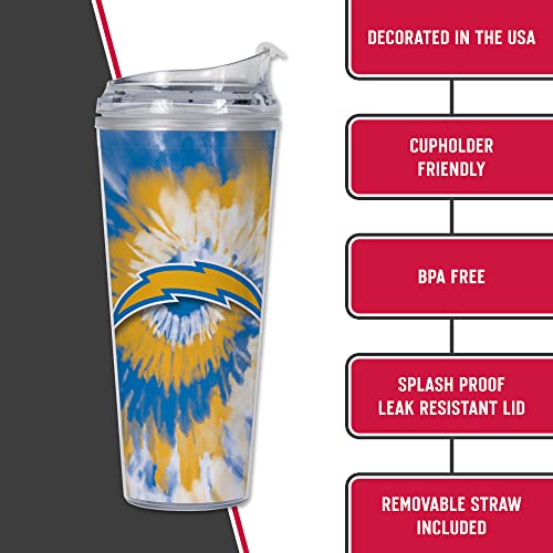 Image of Rico Industries NFL Football Glitter 24oz Acrylic Glitter Tumbler with Hinged Lid, Officially Licensed Double Wall Tumbler with Straw
