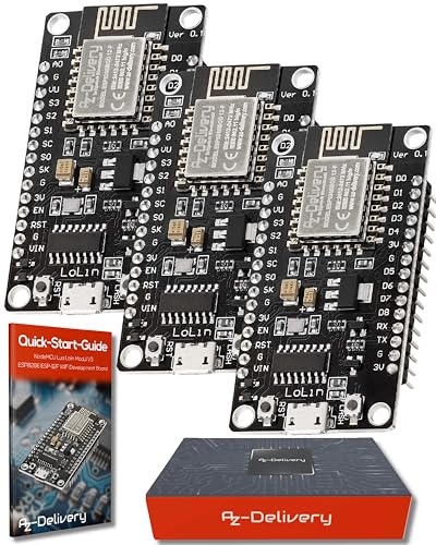 AZDelivery 3 x NodeMCU Lolin V3 Module ESP8266 ESP-12F WiFi WiFi Development Board mit CH340...
