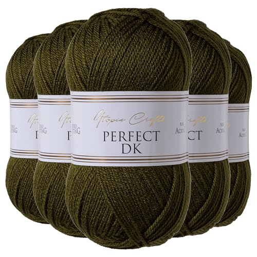 Utopia Crafts DK - Hilo doble para tejer, 5 unidades de 100 g (verde bosque)