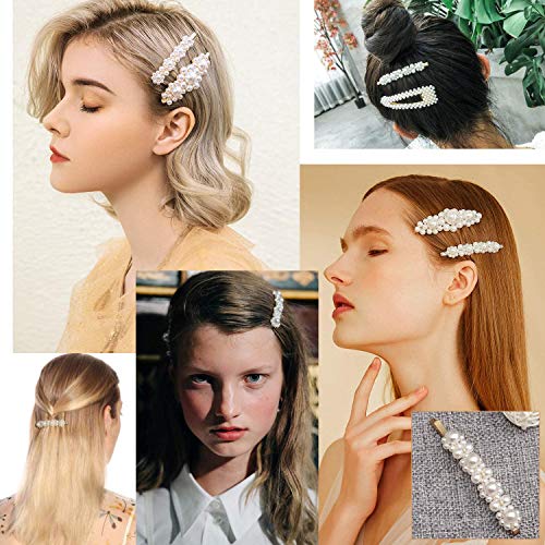 Warmfits Pearl Hair Clips Pearl Hair Accessories Gift For Women Girls - 10Pcs Elegant Large Big Hair Styling Pearl Hair Pins Bridal Hair Barrettes For Wedding, Party And Daily Wearing #TOP1
