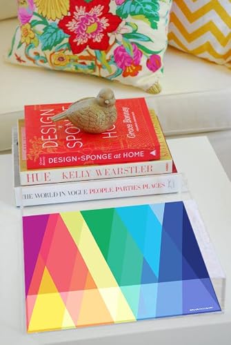 Art In A Table -11.8"X11.8" Decorative And Serving Square Tray With Self-Adhesive Vinyl Printing And Handles For Vanity Table, Kitchen- Reusable, Easy Cleaning, 4.5Mm Acrylic Thickness (Rainbow) #TOP6