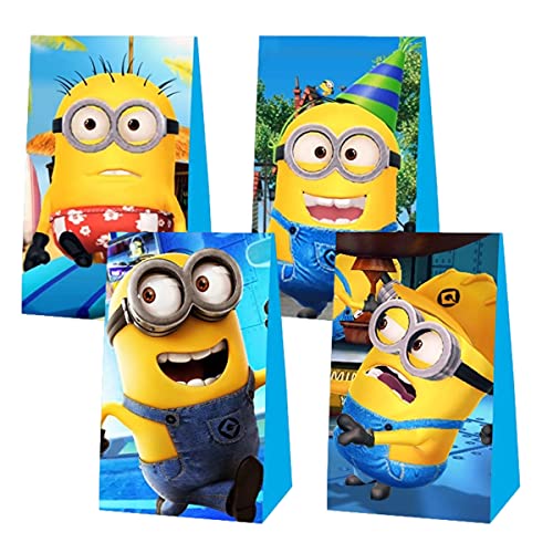 12 pcs Party Gift Bags For Despicable Me, Despicable Birthday Party Supplies.