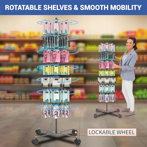 Image of Retail Display Stand 7 Layer - Alloy Steel Jewelry Display for Vendors - 360Rotating Display Stand for Jewelry, Key Chain, Cotton Candy