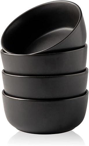 AmorArc Juego de 4 cuencos de cereal de cerámica, 26 onzas, para aperitivos de sopa de cereales, cuencos de cocina modernos para comida, aptos para