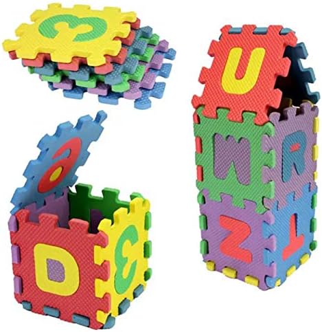 Miniatura 3 de Fieltro cuadrado para rompecabezas de espuma letras del alfabeto y números 6 x 6 pulgadas 72 piezas