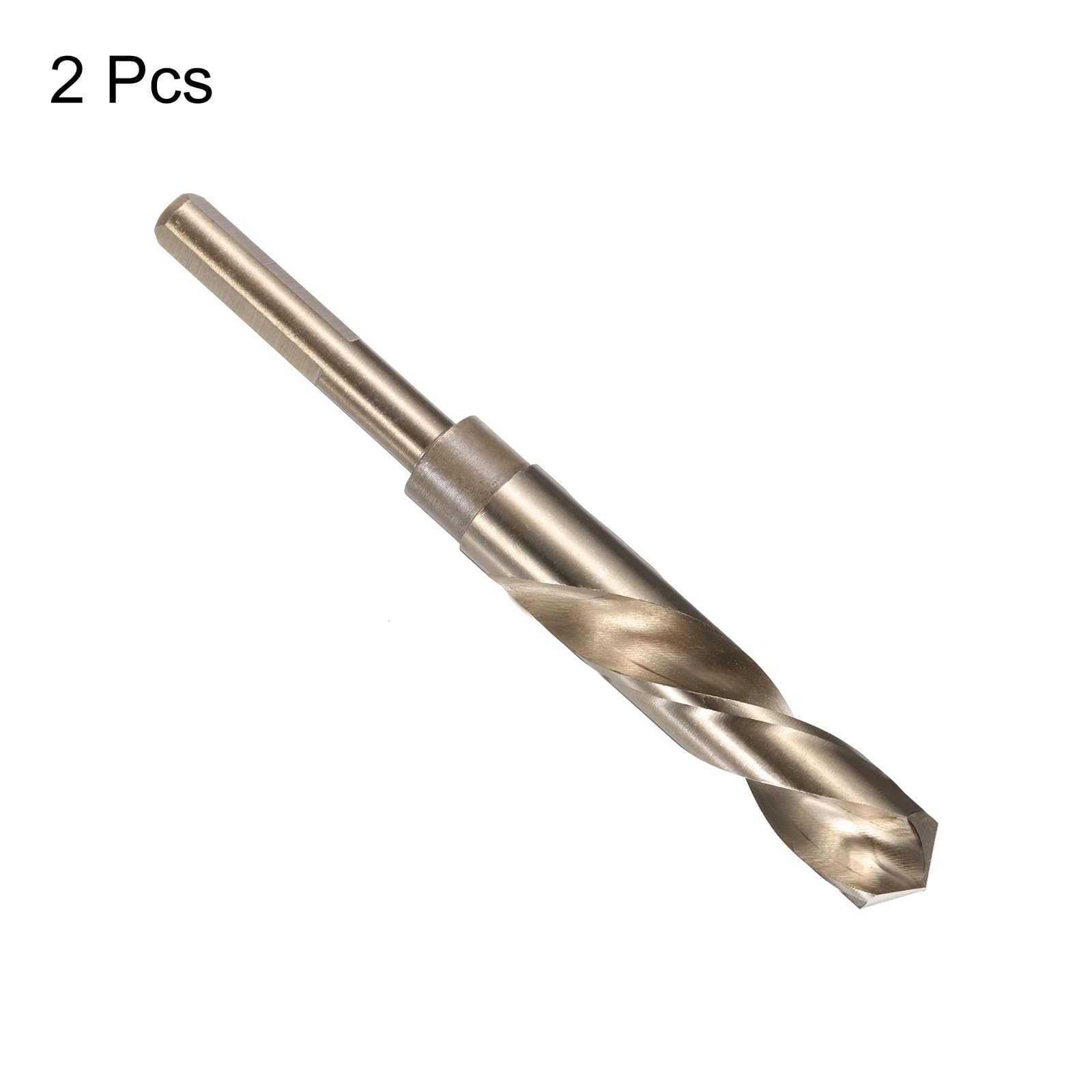 uxcell 2 punte elicoidali per trapano con codolo ridotto, 12 mm, nitruro nero e acciaio ad alta velocità rivestito in titanio dorato 6542, con gambo da 10 mm, per acciaio inossidabile, lega, metallo,
