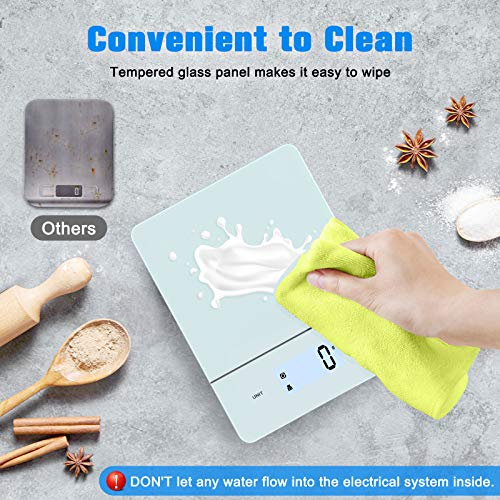 Digitale keukenweegschaal, 1 g/max. 5 kg precisieweegschaal, keuken met lcd-display, 6 eenheden, huishoudweegschaal met glazen weegoppervlak en tara-functie, compact formaat, voor keuken en bakken, batterijen - Image 6