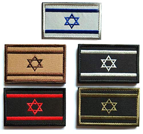 Antrix 5 Pcs The State of Israel Israelites Flag Patch Hook and Loop Tactical Military Israel Army Uniform Emblems Jews Jewish Star of David Israel Patches for Backpacks Caps Hats-Israel