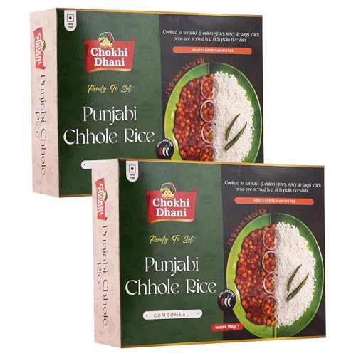 Chokhi Dhani Punjabi Chole with Rice | Just Heat & Eat | Microwaveable | Ready to Eat Meal in 2 Minutes (Pack of 2, 360g Each)