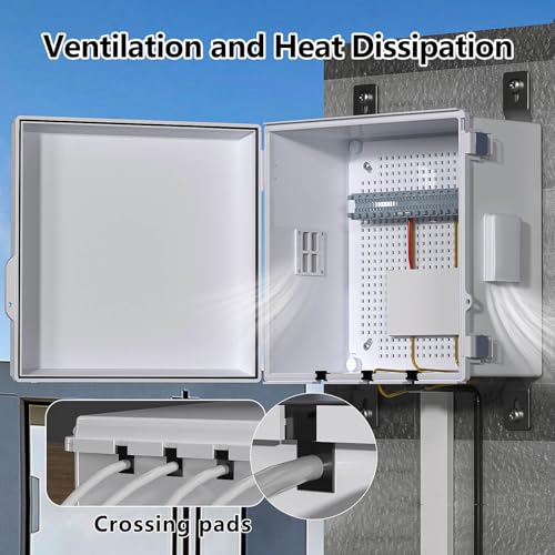 Image of ABS Electrical Junction Box, Ventilated Design, Cable Grommets, IP65 Waterproof Enclosure, Indoor /Outdoor Use with Mounting Panel. (Grey Cover, 11.9 inchx11.9 inchx7 inch)