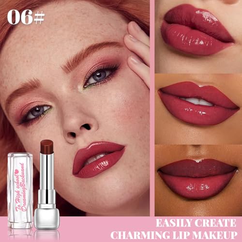 Image of Plumper Moisturizing Butter Lipstick for Women, Natural Tinted Lip Balm Shine Nourishing Hydrating Lip Gloss Stain for Dry Lips, Lightweight Lip Liner Care Makeup, Vegan, 2Pc Rose Red & Plum