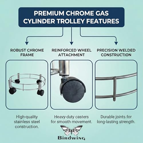 Image of Rincy Stainless Steel Wheel LPG Gas Cylinder Trolley with 4 Wheels (1 Pc) - HG Gas Cylinder Trolley (Multicolor, Pack of 1)