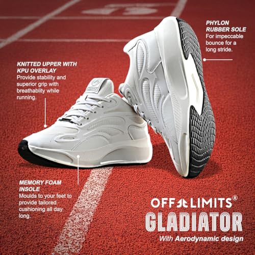 Image of OFF LIMITS Men's Gladiator Lightweight Breathable Comfortable Running Shoes for Men with Shock-Absorption Technology, Sports Fashion Walking Hiking Sneakers for Mens Casual Workout Footwear