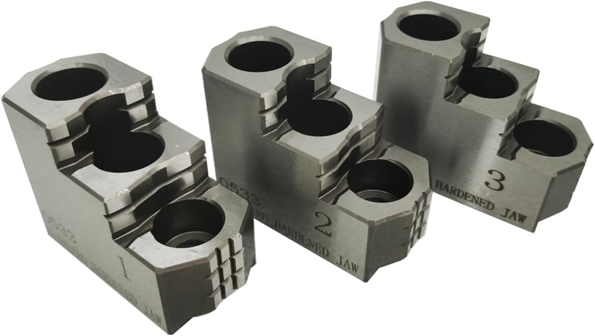 INTBUYING 6" Hard Chuck Jaw Sets 1.5 mm x 60 degree serration 12 mm groove width 3 pcs Lathe Chuck