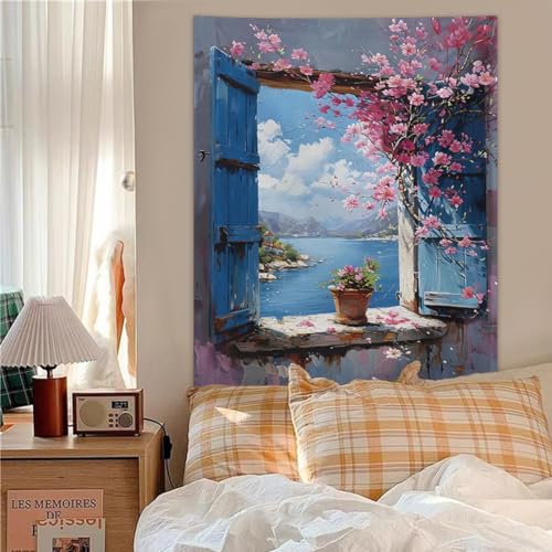 Tapisserie murale fleur bleue rose lavable pour masquer les imperfections d un mur de salon