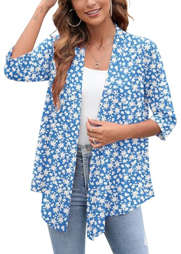 Image of Heymoments Women's Lightweight Open Front Cardigans 3 /4 Sleeve Casual Soft Drape Fall Cardigan S-2XL