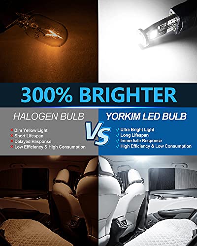 Yorkim 194 Led Bulb Canbus Error Free T10 Led Bulb 6-Smd 2835 Chipsets 2825 Led Bulb 168 W5W Led Bulb No Polarity Replacement Bulbs For Map Dome Trunk Liscense Plate Lights 10-Pack 194 Led Bulb White #TOP3